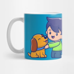 Cute boy with dog Mug